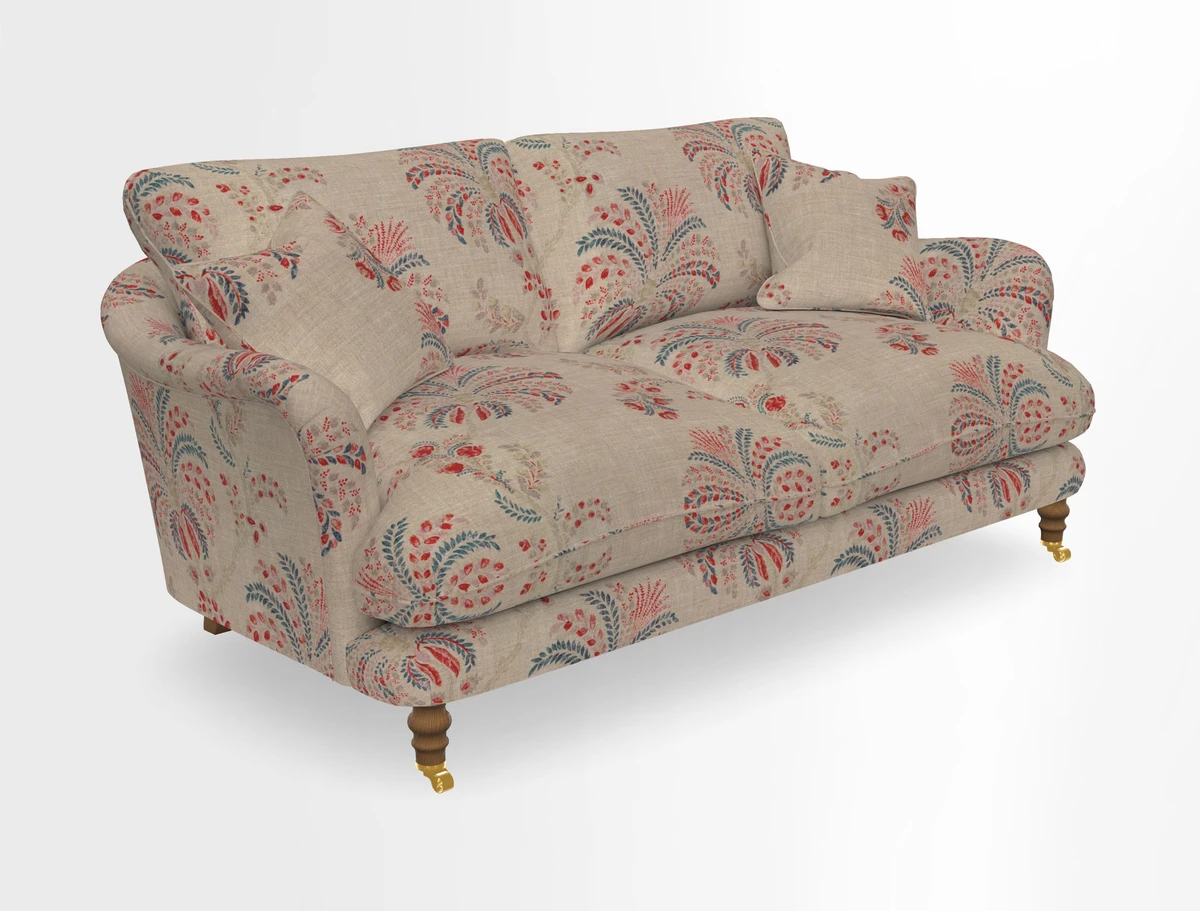 Pugin 3 Seater Sofa in V&A Threads of India Varanasi Wilderness Ink