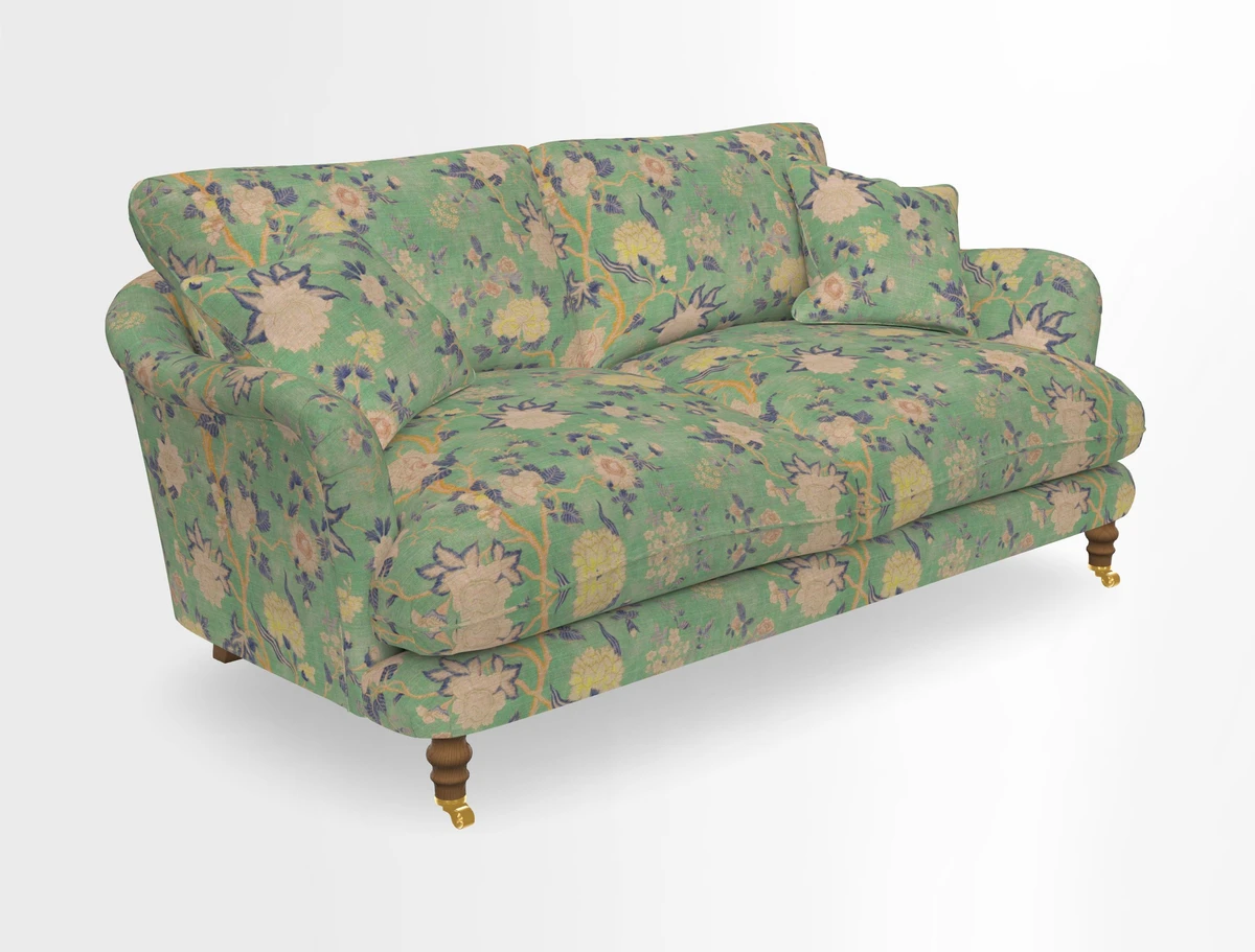 Pugin 3 Seater Sofa in V&A Threads of India Varanasi Wilderness Ink