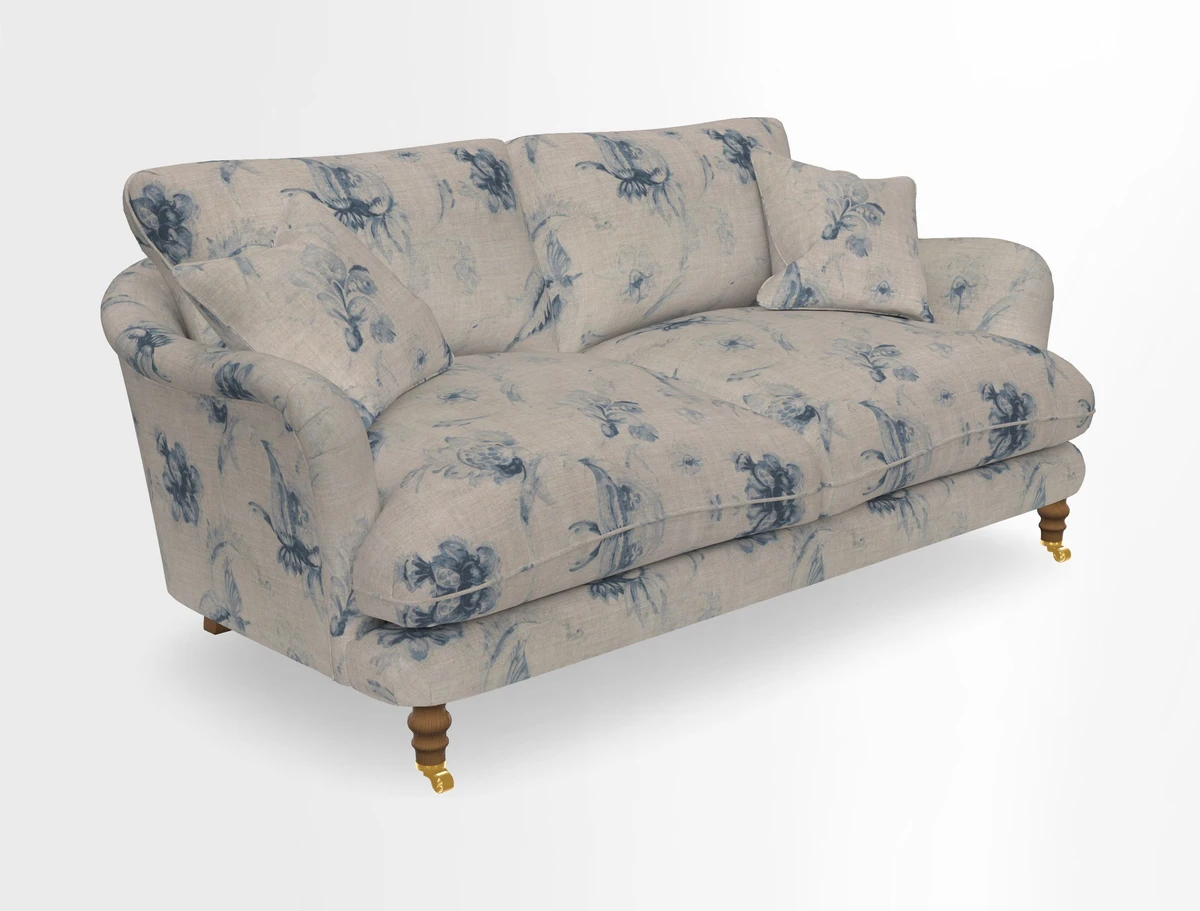 Pugin 3 Seater Sofa in V&A Threads of India Varanasi Wilderness Ink