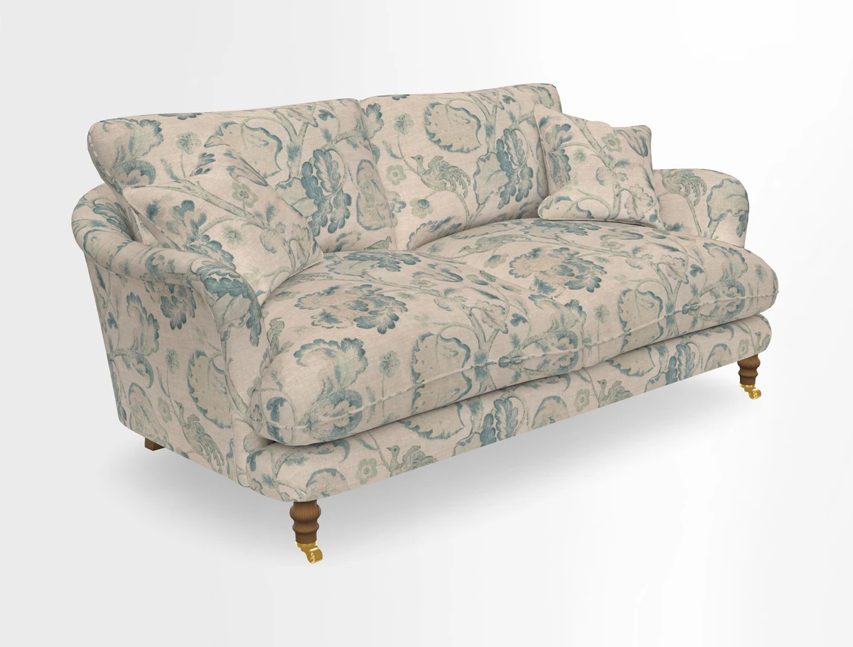 Pugin 3 Seater Sofa in V&A Threads of India Varanasi Wilderness Ink