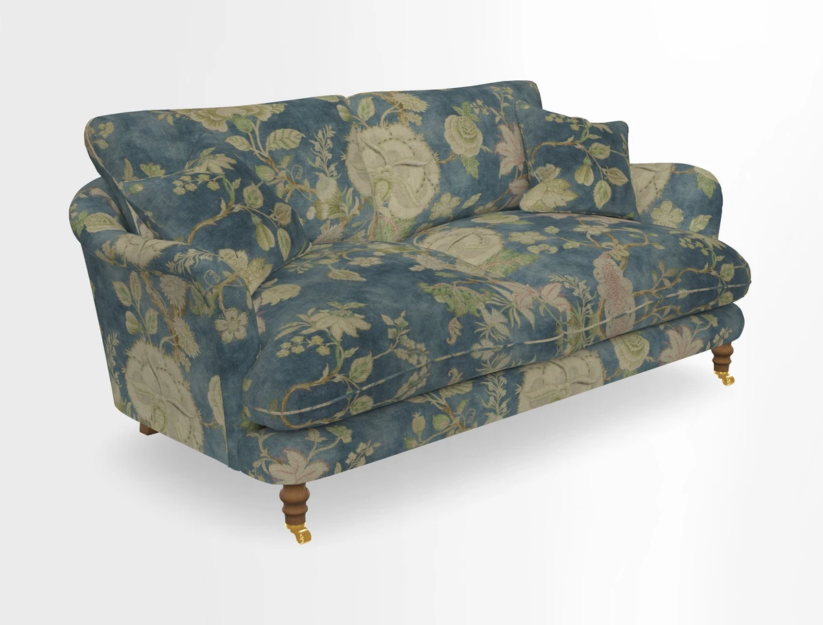 Pugin 3 Seater Sofa in V&A Threads of India Varanasi Wilderness Ink