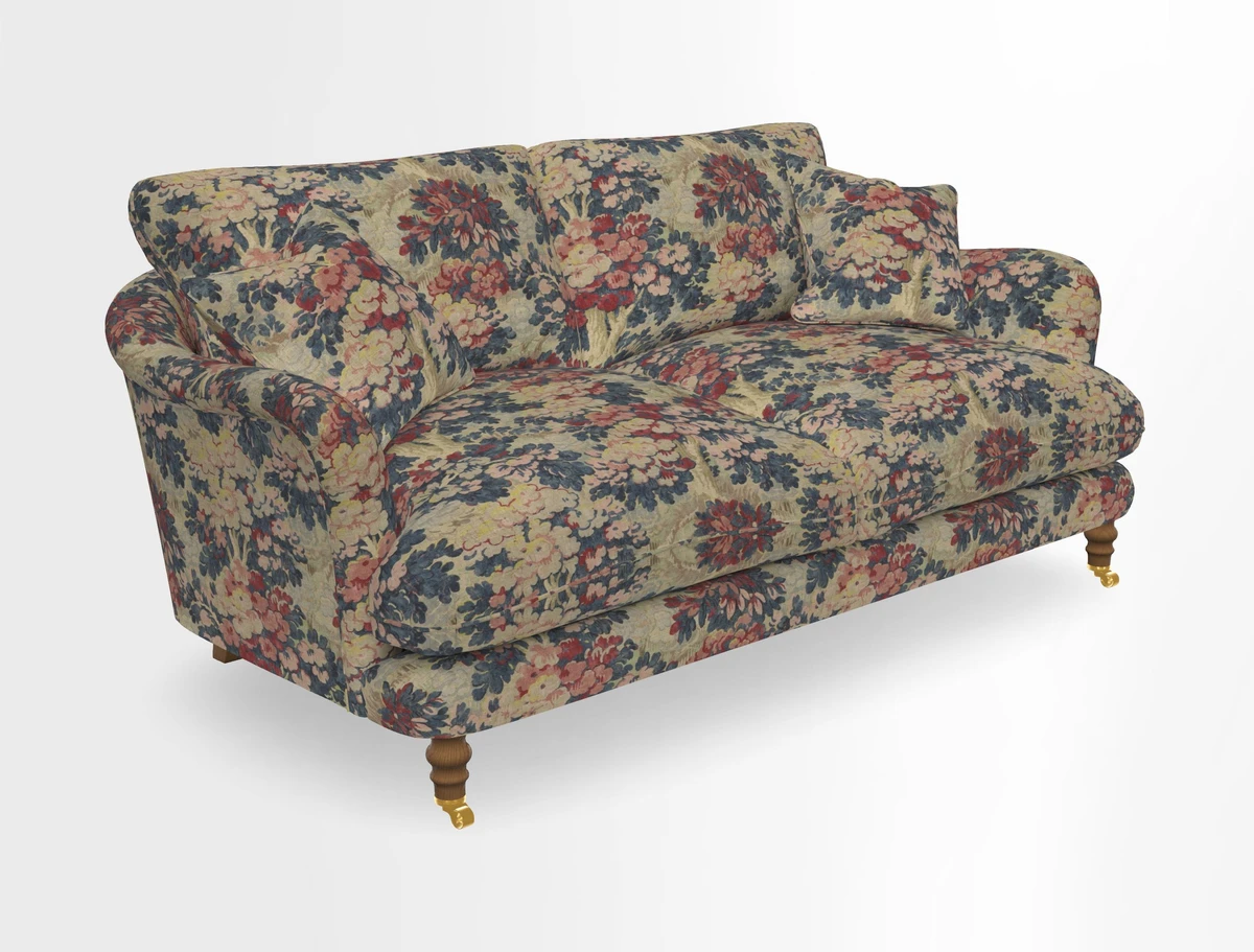 Pugin 3 Seater Sofa in V&A Threads of India Varanasi Wilderness Ink