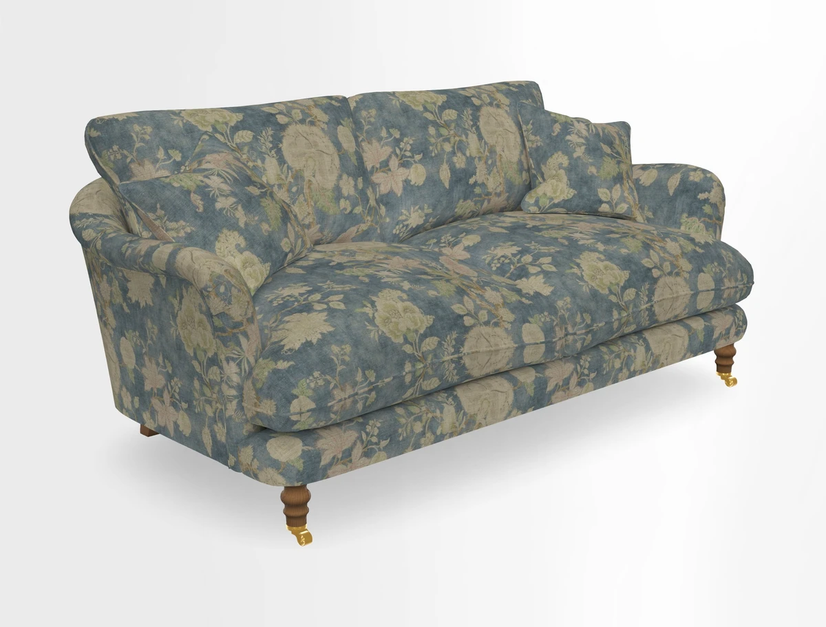 Pugin 3 Seater Sofa in V&A Threads of India Varanasi Wilderness Ink