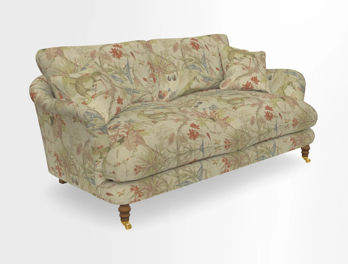 Pugin 3 Seater Sofa in V&A Threads of India Varanasi Wilderness Ink