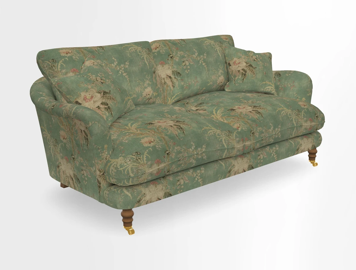 Pugin 3 Seater Sofa in V&A Threads of India Varanasi Wilderness Ink