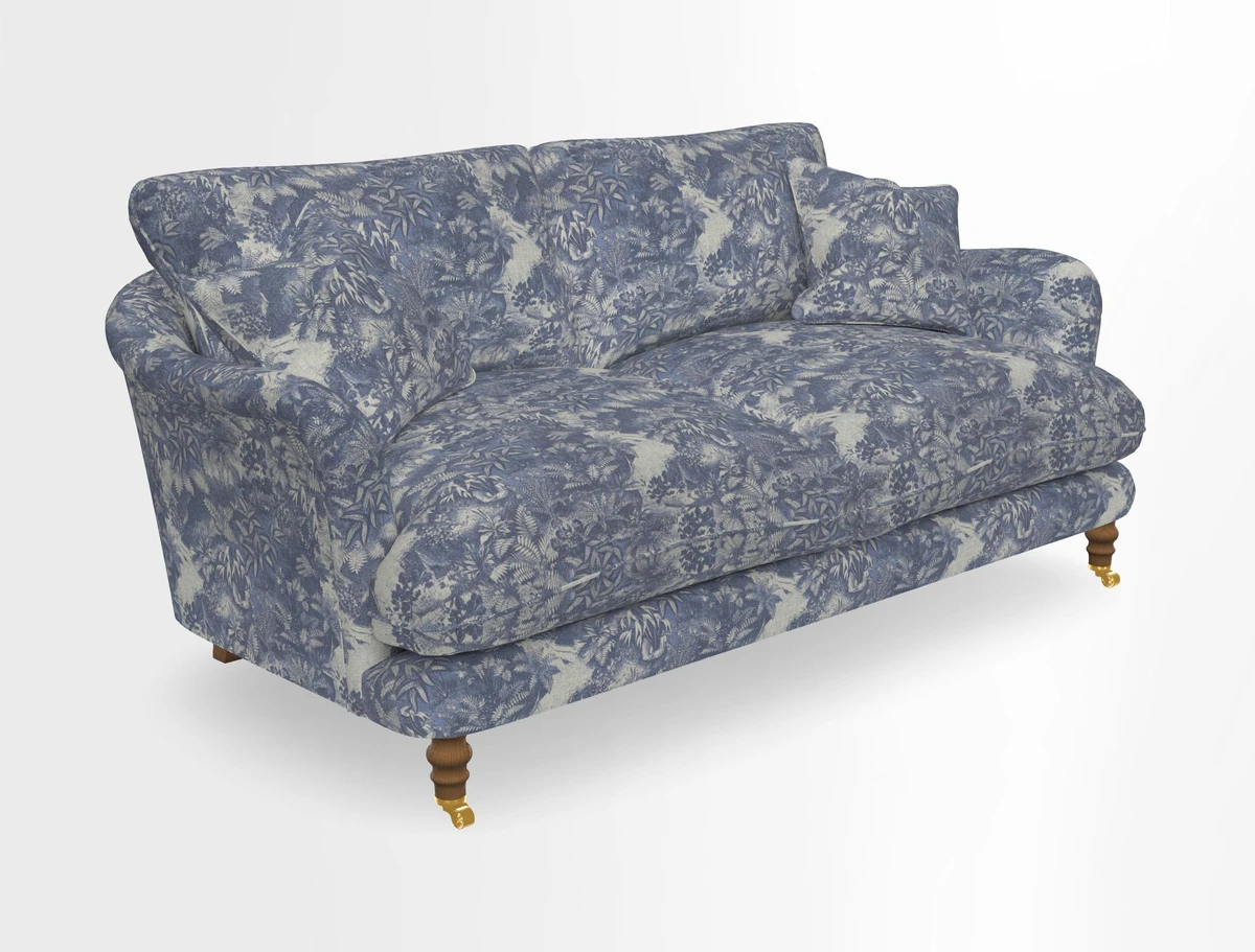 Pugin 3 Seater Sofa in V&A Threads of India Varanasi Wilderness Ink