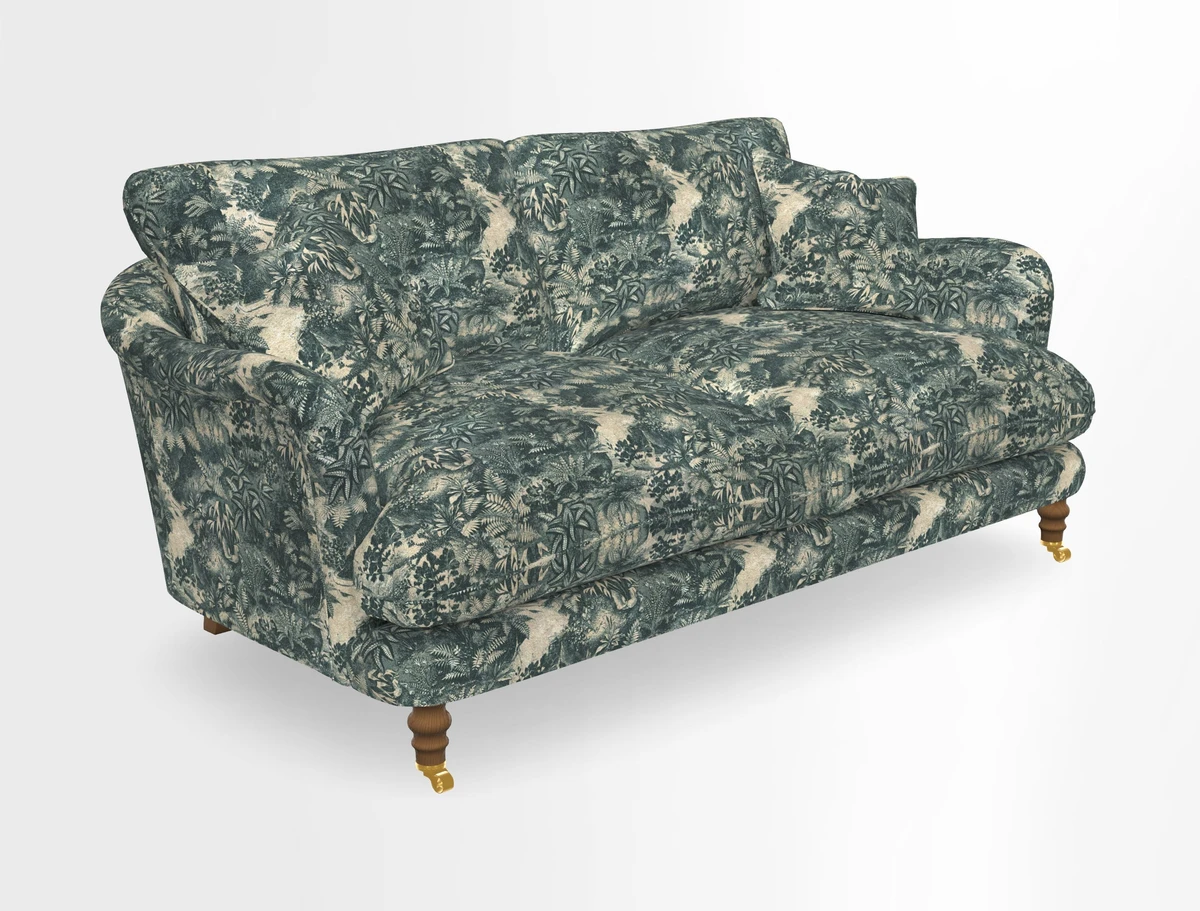 Pugin 3 Seater Sofa in V&A Threads of India Varanasi Wilderness Ink