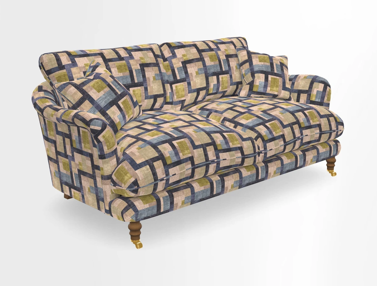 Pugin 3 Seater Sofa in V&A Threads of India Varanasi Wilderness Ink