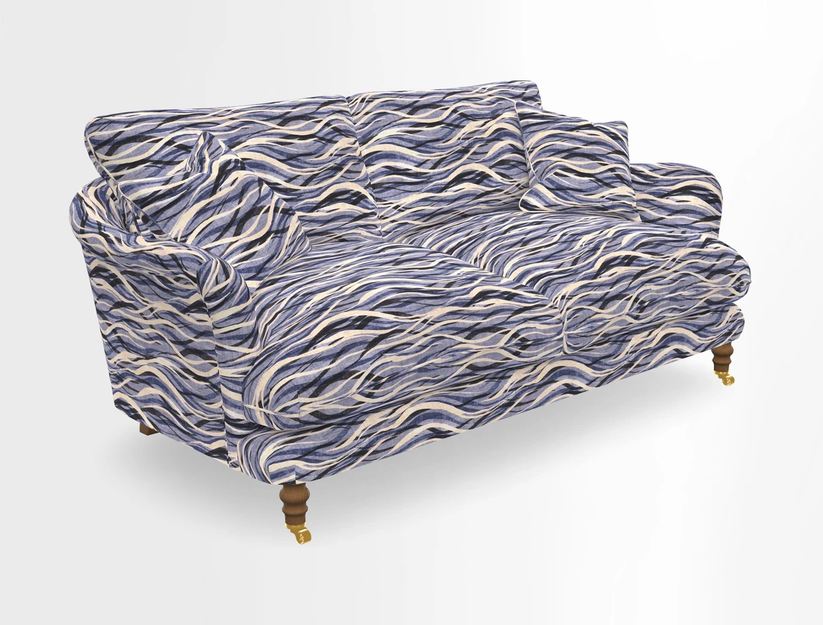 Pugin 3 Seater Sofa in V&A Threads of India Varanasi Wilderness Ink