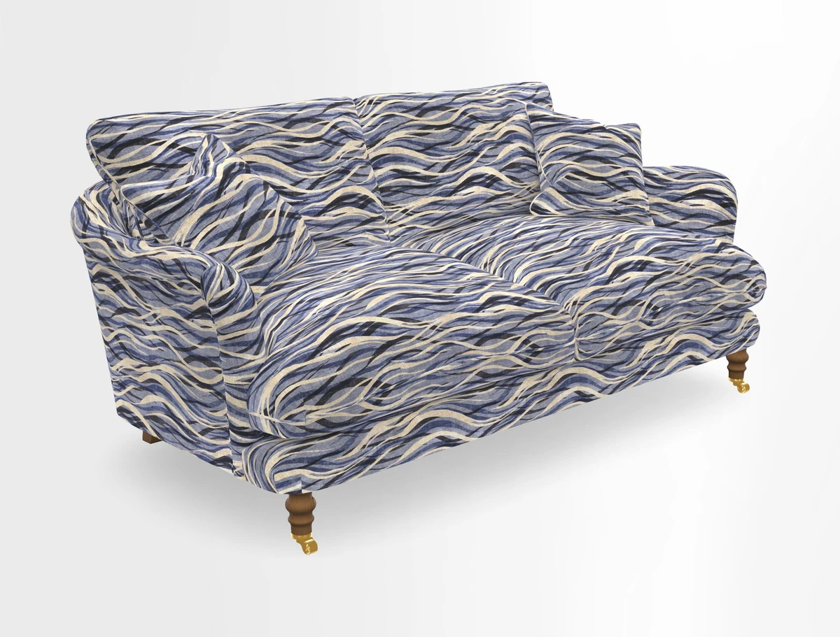 Pugin 3 Seater Sofa in V&A Threads of India Varanasi Wilderness Ink