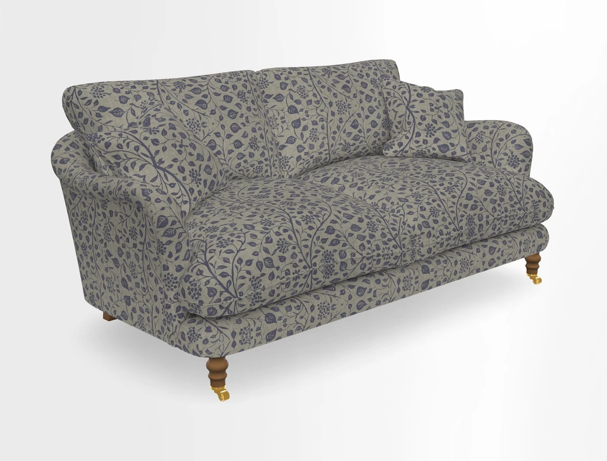 Pugin 3 Seater Sofa in V&A Threads of India Varanasi Wilderness Ink