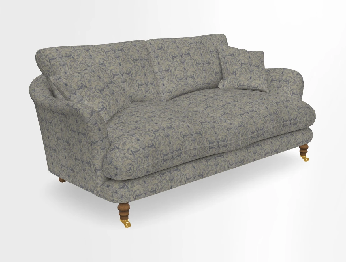 Pugin 3 Seater Sofa in V&A Threads of India Varanasi Wilderness Ink