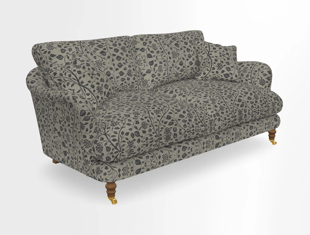 Pugin 3 Seater Sofa in V&A Threads of India Varanasi Wilderness Ink