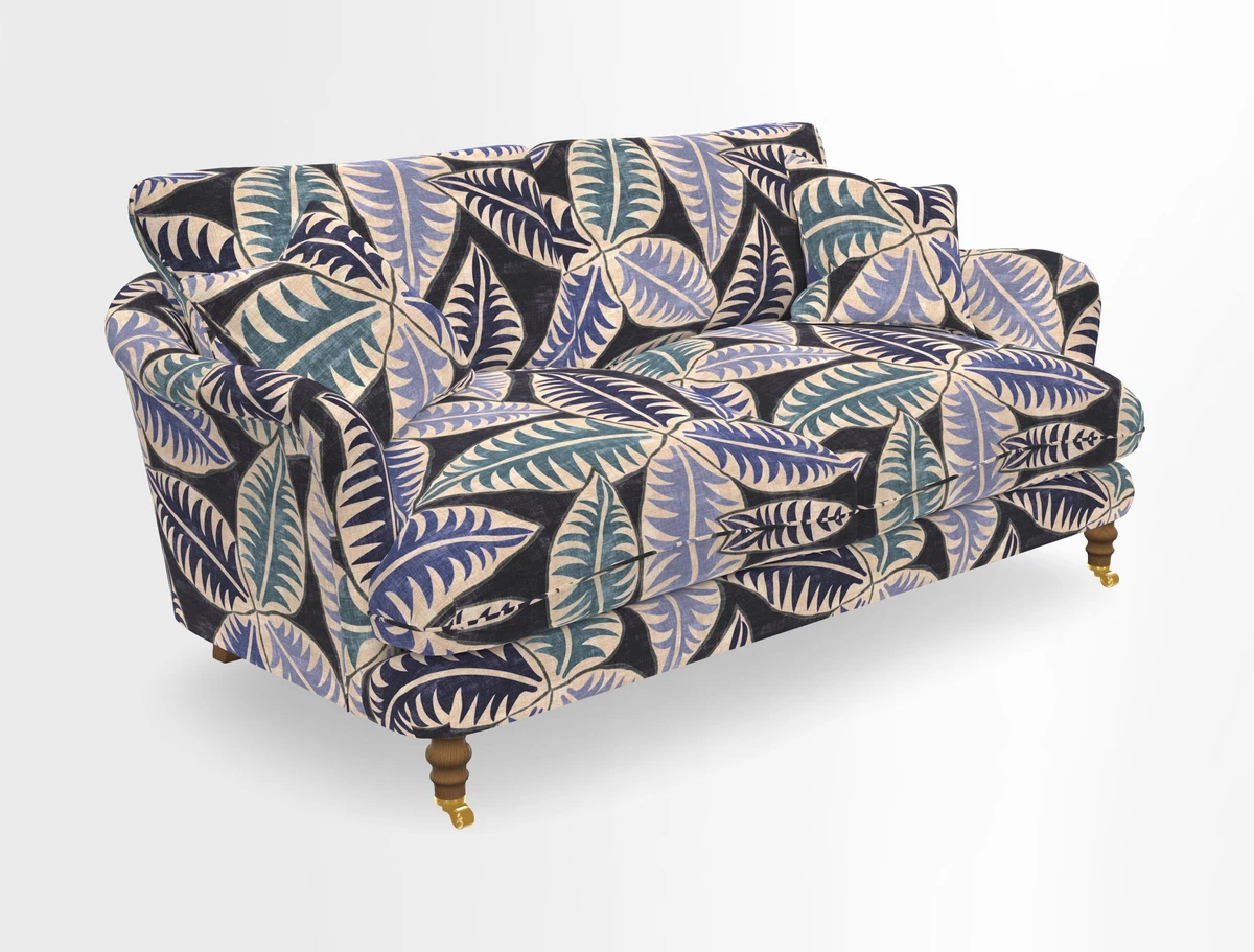 Pugin 3 Seater Sofa in V&A Threads of India Varanasi Wilderness Ink