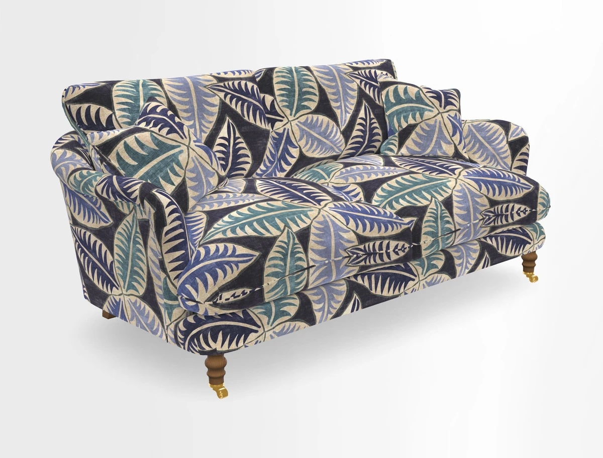 Pugin 3 Seater Sofa in V&A Threads of India Varanasi Wilderness Ink