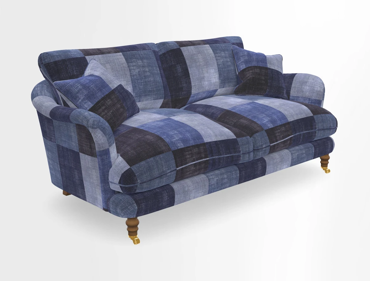 Pugin 3 Seater Sofa in V&A Threads of India Varanasi Wilderness Ink