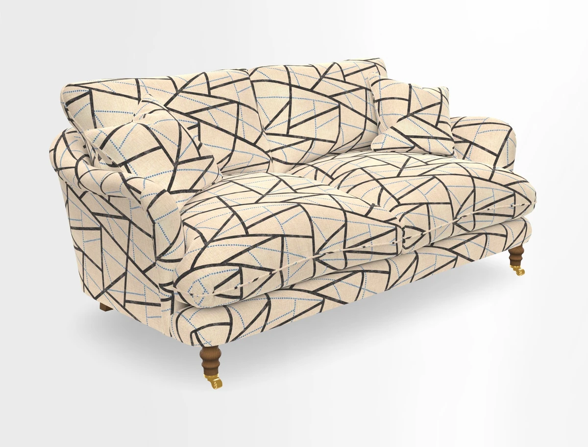 Pugin 3 Seater Sofa in V&A Threads of India Varanasi Wilderness Ink