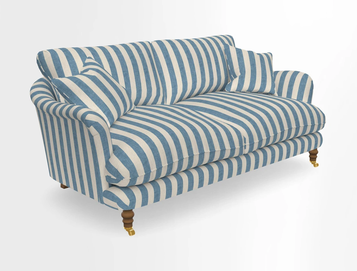 Pugin 3 Seater Sofa in V&A Threads of India Varanasi Wilderness Ink