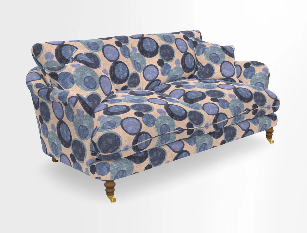Pugin 3 Seater Sofa in V&A Threads of India Varanasi Wilderness Ink