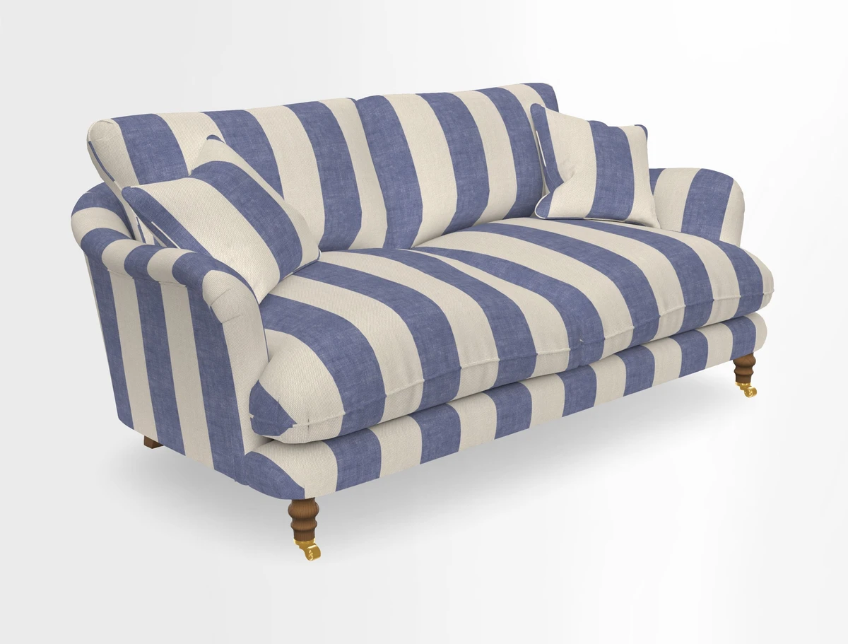 Pugin 3 Seater Sofa in V&A Threads of India Varanasi Wilderness Ink