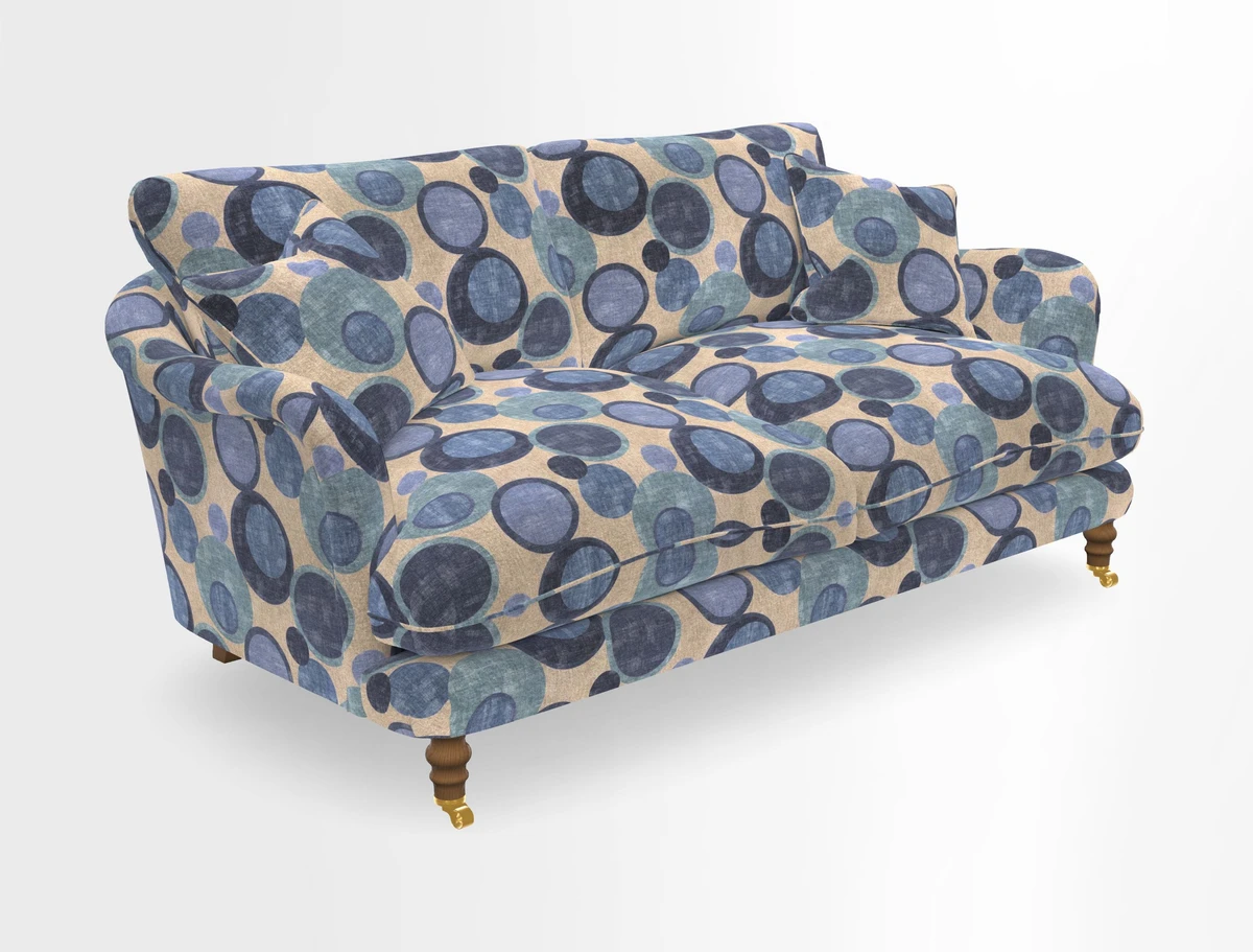 Pugin 3 Seater Sofa in V&A Threads of India Varanasi Wilderness Ink