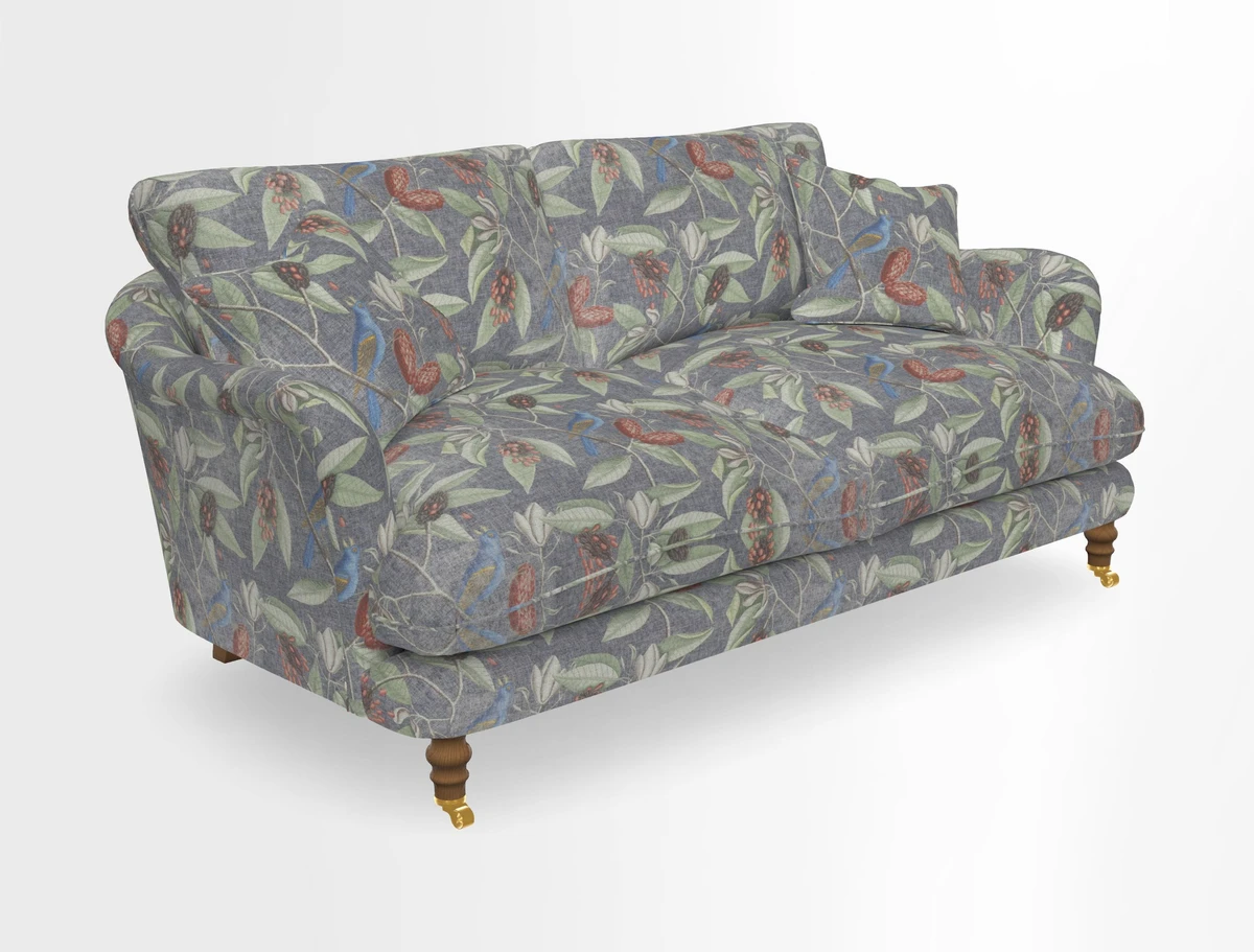 Pugin 3 Seater Sofa in V&A Threads of India Varanasi Wilderness Ink
