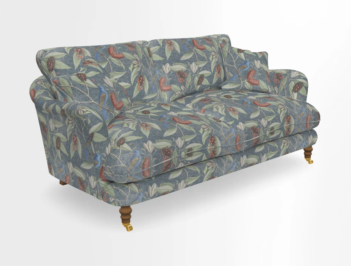 Pugin 3 Seater Sofa in V&A Threads of India Varanasi Wilderness Ink