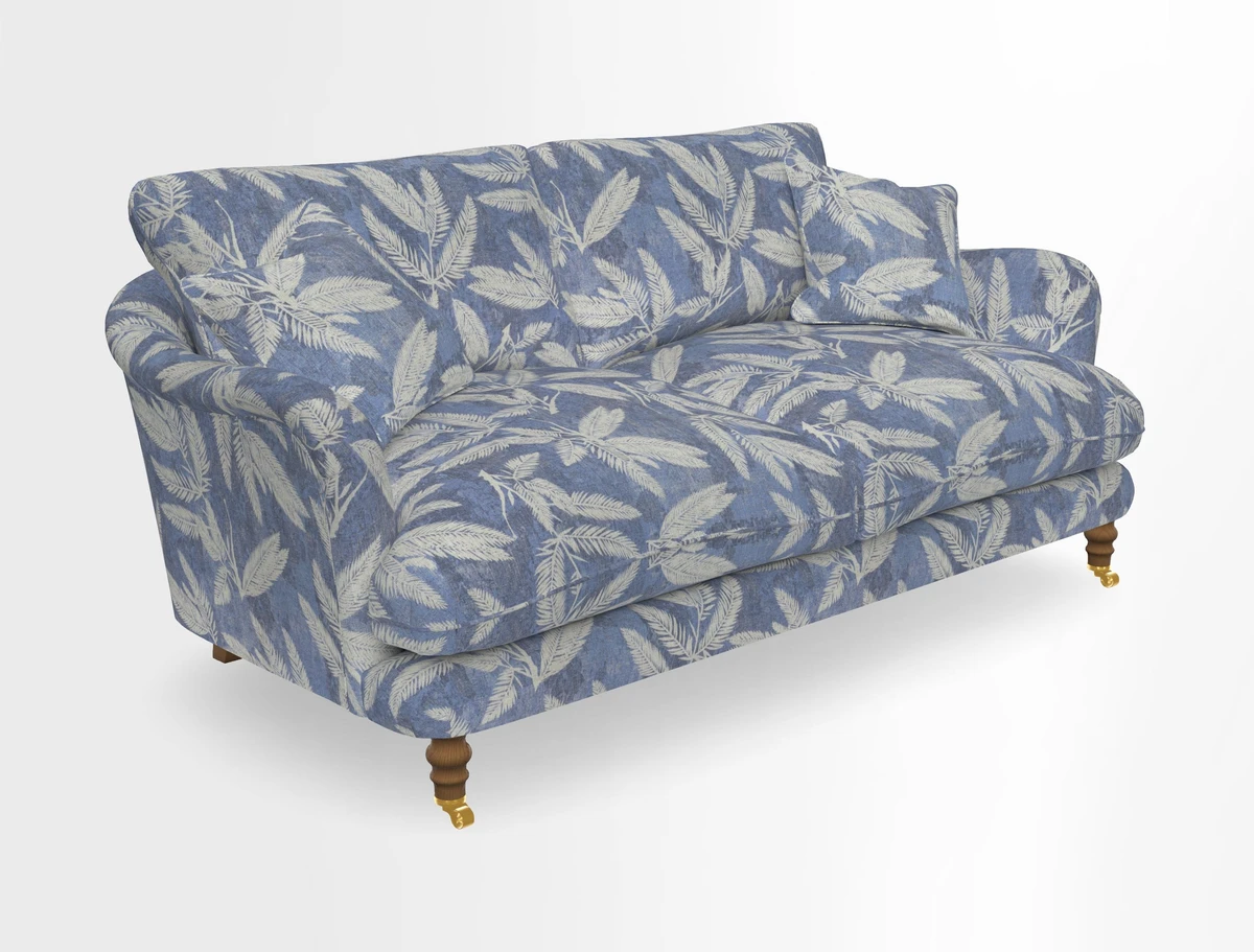Pugin 3 Seater Sofa in V&A Threads of India Varanasi Wilderness Ink