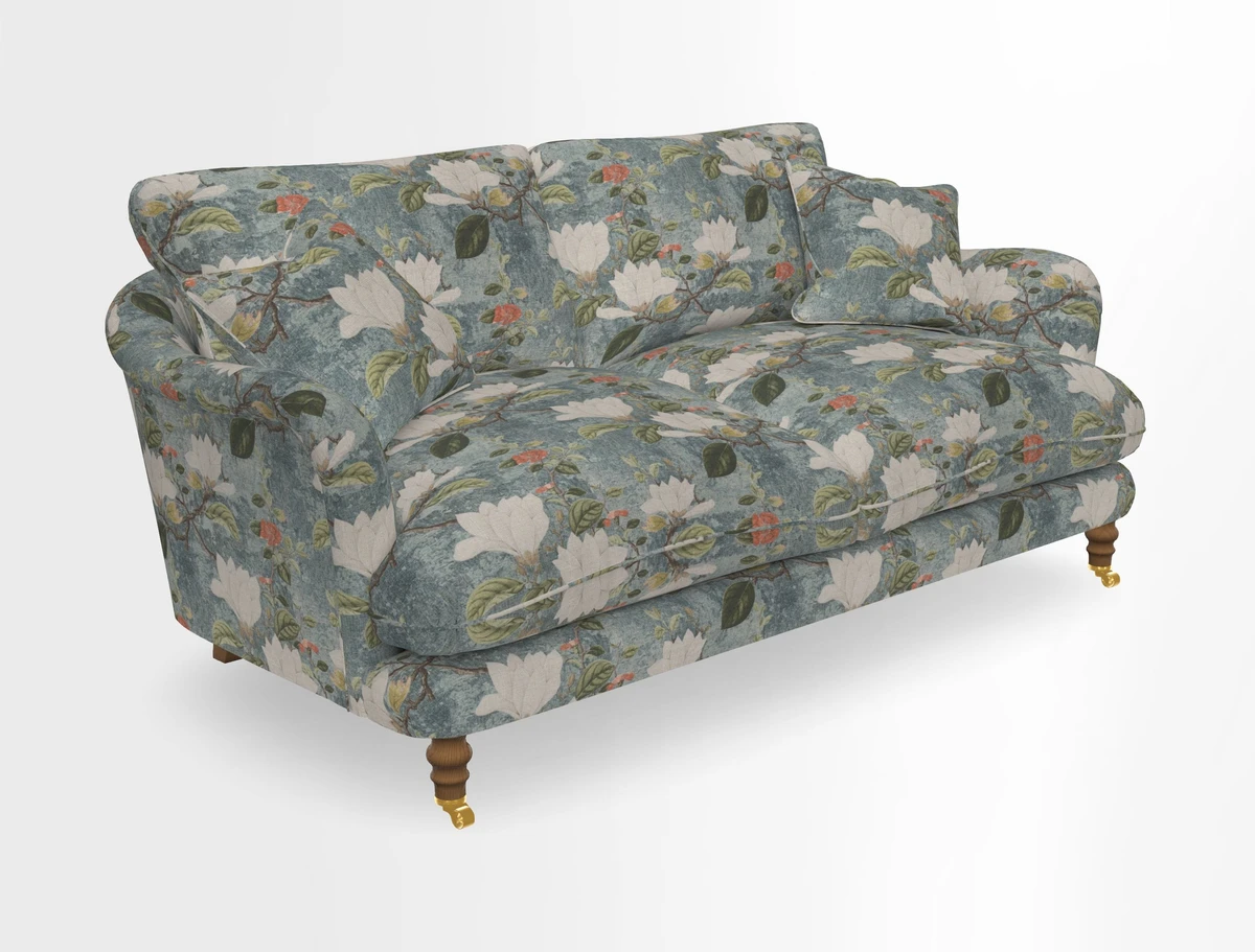 Pugin 3 Seater Sofa in V&A Threads of India Varanasi Wilderness Ink