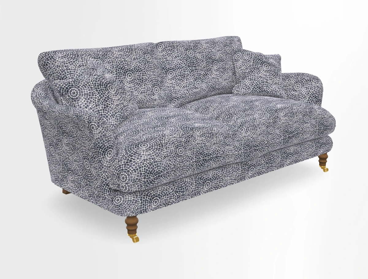 Pugin 3 Seater Sofa in V&A Threads of India Varanasi Wilderness Ink