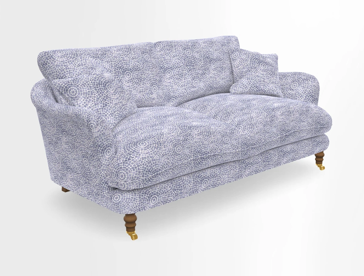 Pugin 3 Seater Sofa in V&A Threads of India Varanasi Wilderness Ink