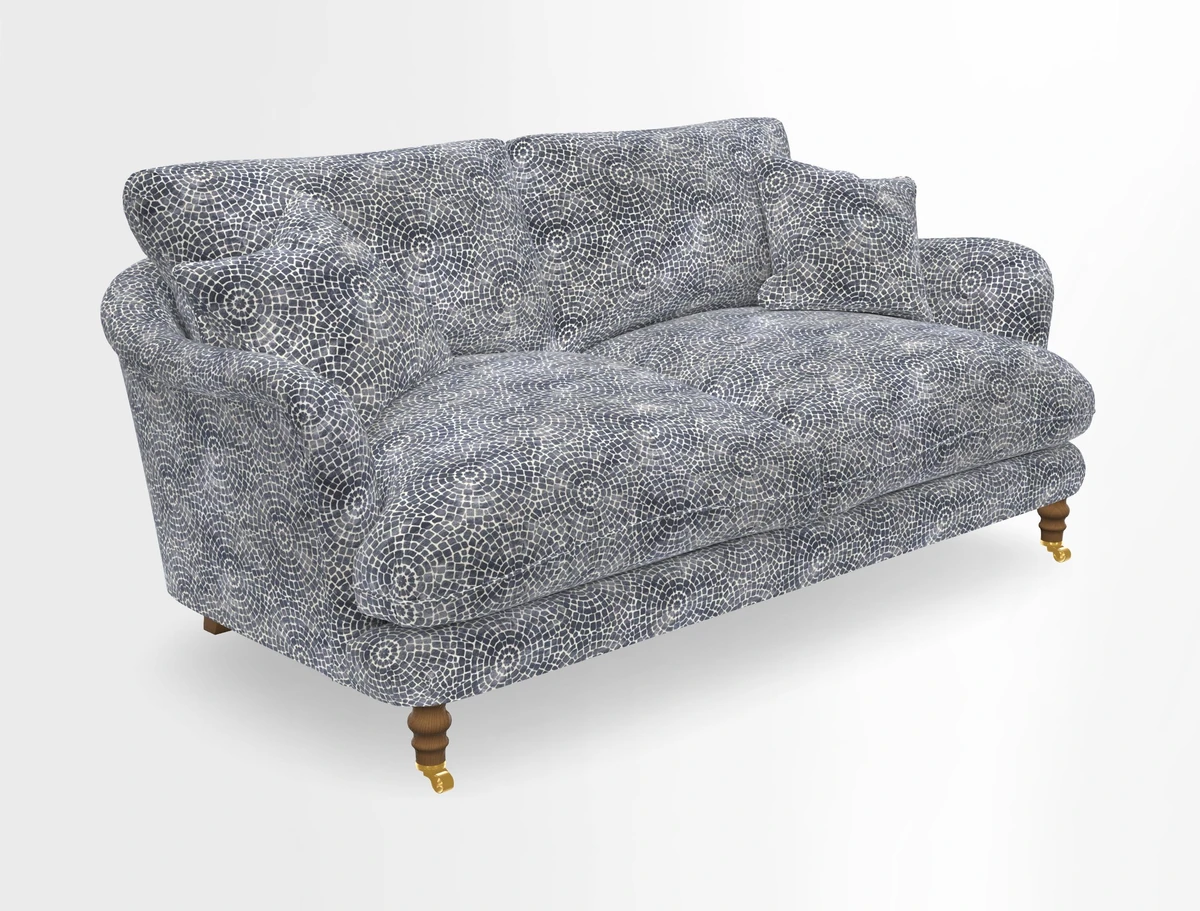 Pugin 3 Seater Sofa in V&A Threads of India Varanasi Wilderness Ink