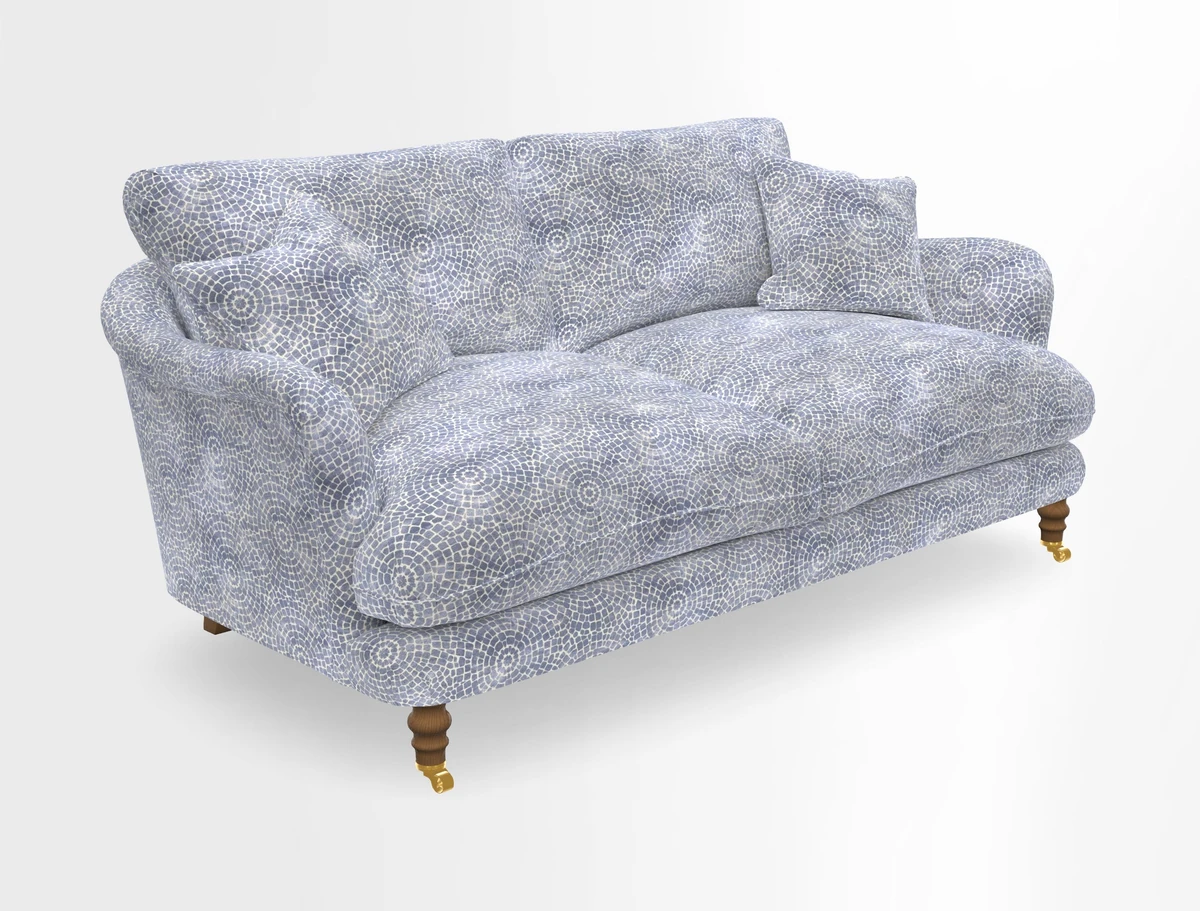 Pugin 3 Seater Sofa in V&A Threads of India Varanasi Wilderness Ink