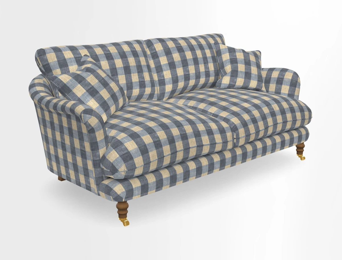 Pugin 3 Seater Sofa in V&A Threads of India Varanasi Wilderness Ink