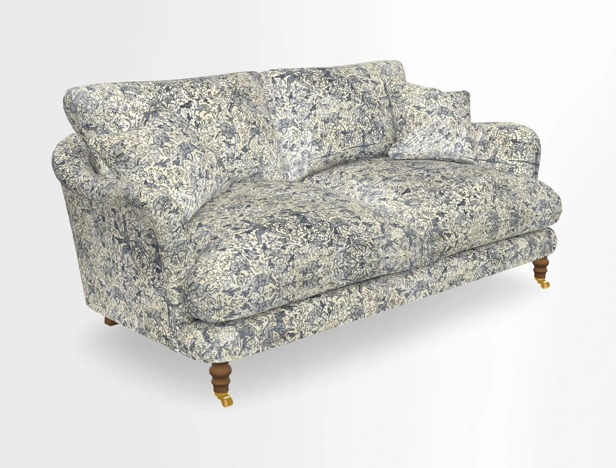 Pugin 3 Seater Sofa in V&A Threads of India Varanasi Wilderness Ink