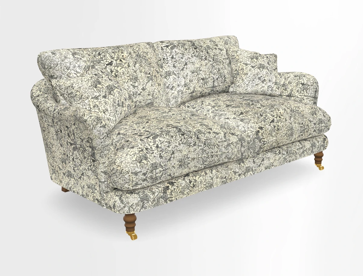 Pugin 3 Seater Sofa in V&A Threads of India Varanasi Wilderness Ink
