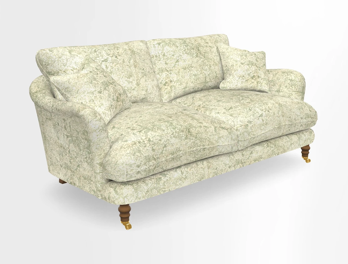 Pugin 3 Seater Sofa in V&A Threads of India Varanasi Wilderness Ink