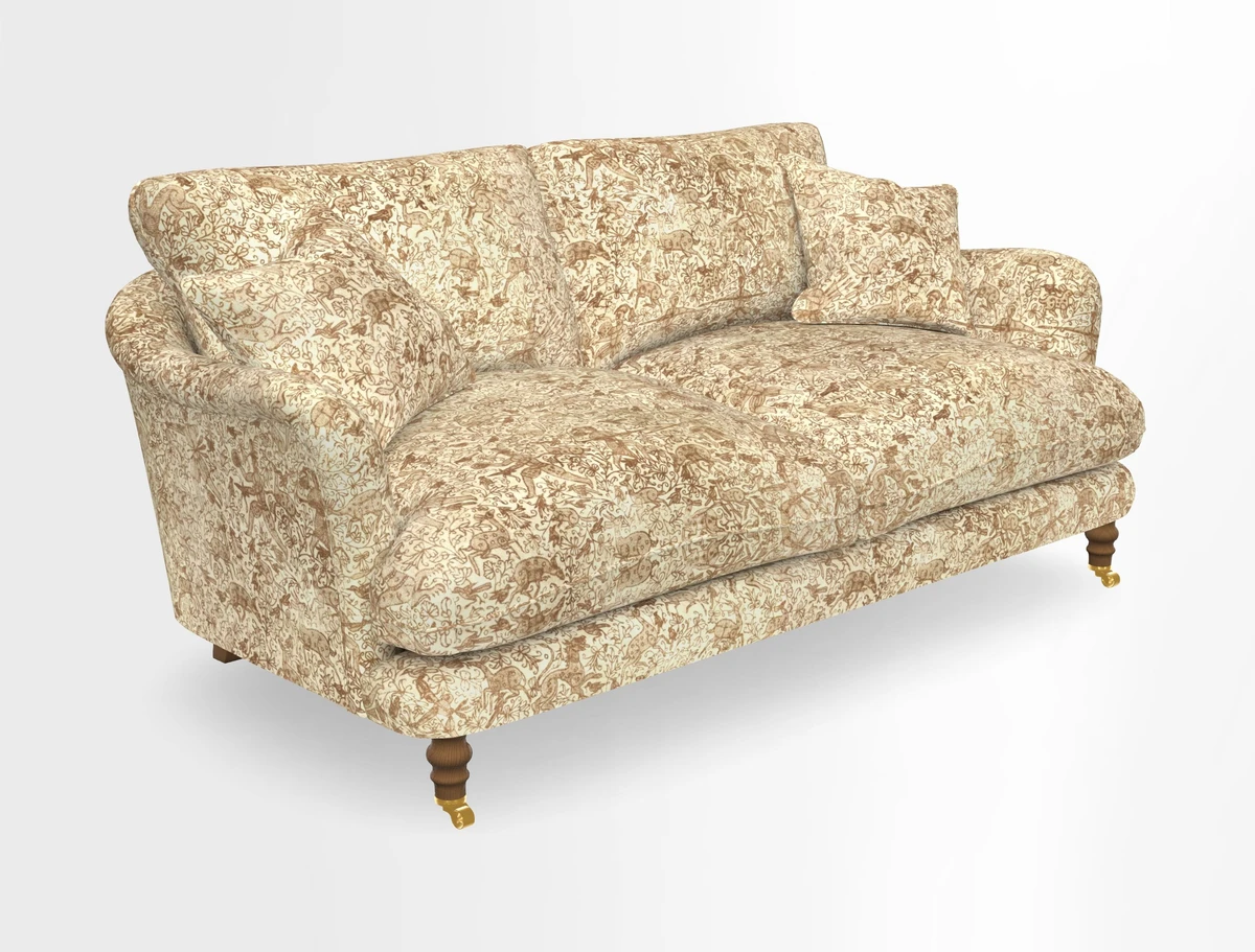 Pugin 3 Seater Sofa in V&A Threads of India Varanasi Wilderness Ink