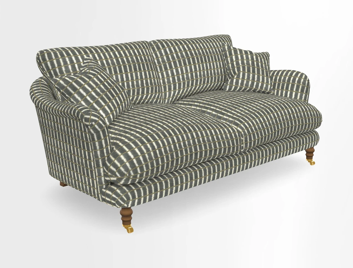 Pugin 3 Seater Sofa in V&A Threads of India Varanasi Wilderness Ink