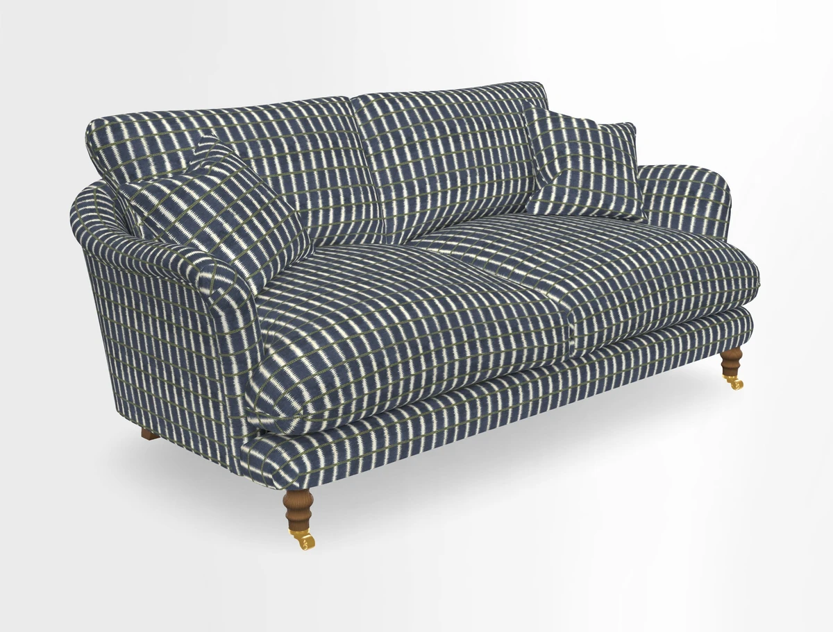 Pugin 3 Seater Sofa in V&A Threads of India Varanasi Wilderness Ink