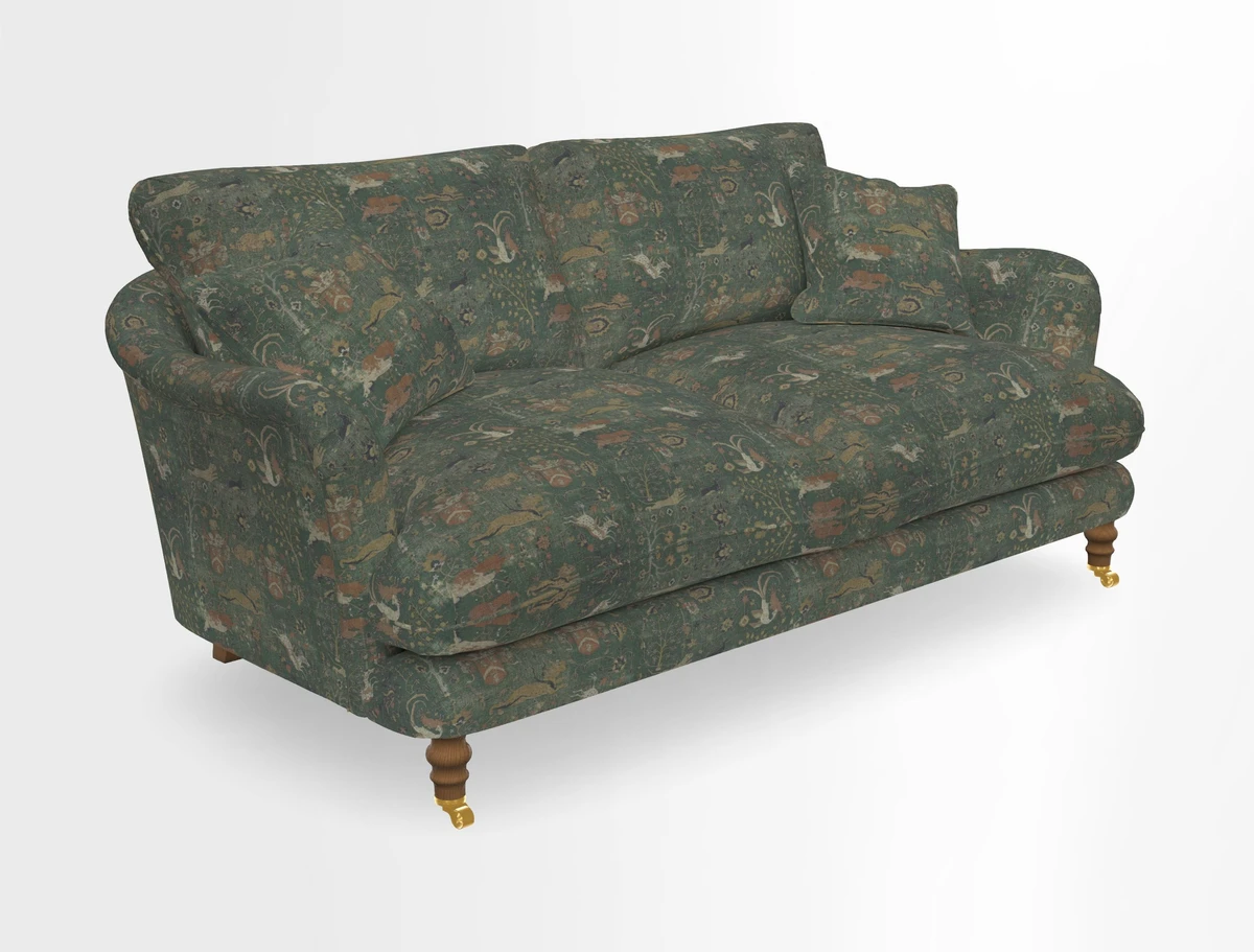 Pugin 3 Seater Sofa in V&A Threads of India Varanasi Wilderness Ink