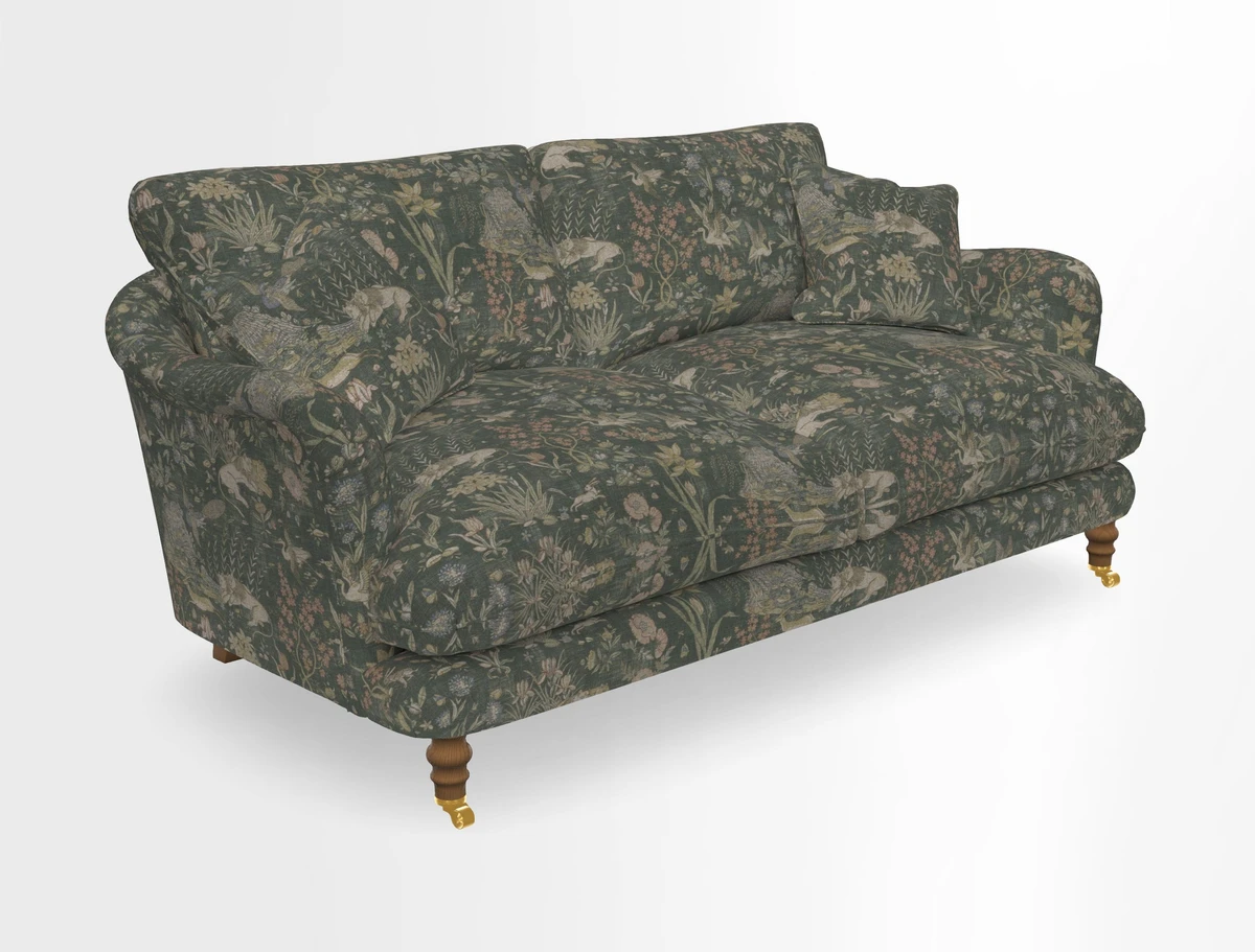 Pugin 3 Seater Sofa in V&A Threads of India Varanasi Wilderness Ink