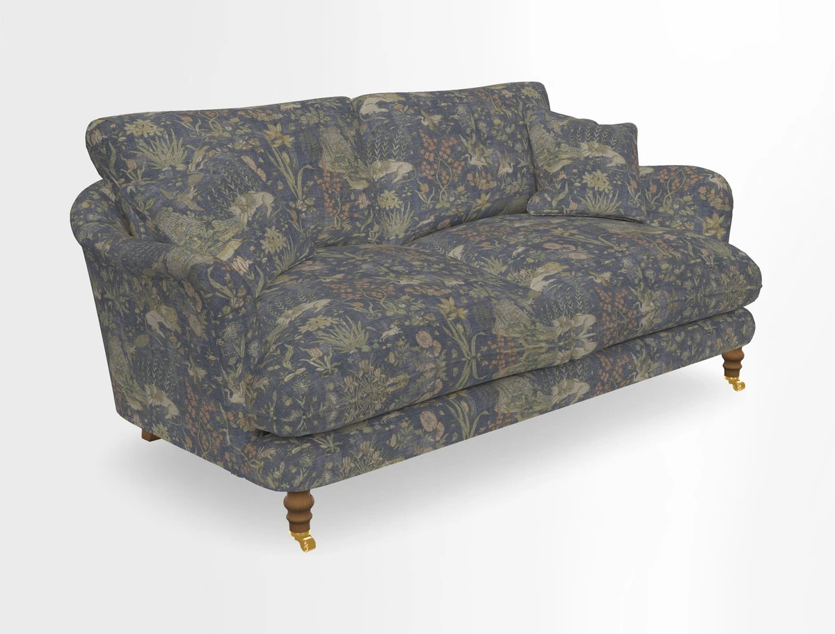 Pugin 3 Seater Sofa in V&A Threads of India Varanasi Wilderness Ink