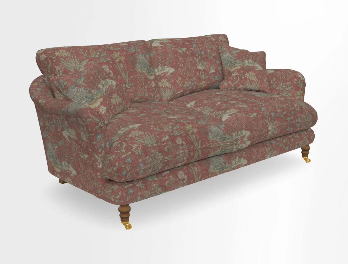 Pugin 3 Seater Sofa in V&A Threads of India Varanasi Wilderness Ink