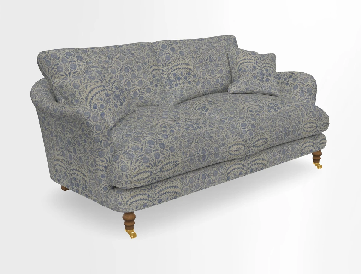 Pugin 3 Seater Sofa in V&A Threads of India Varanasi Wilderness Ink
