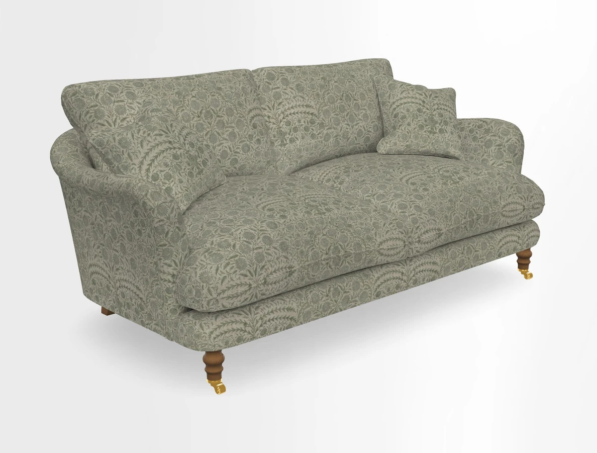 Pugin 3 Seater Sofa in V&A Threads of India Varanasi Wilderness Ink