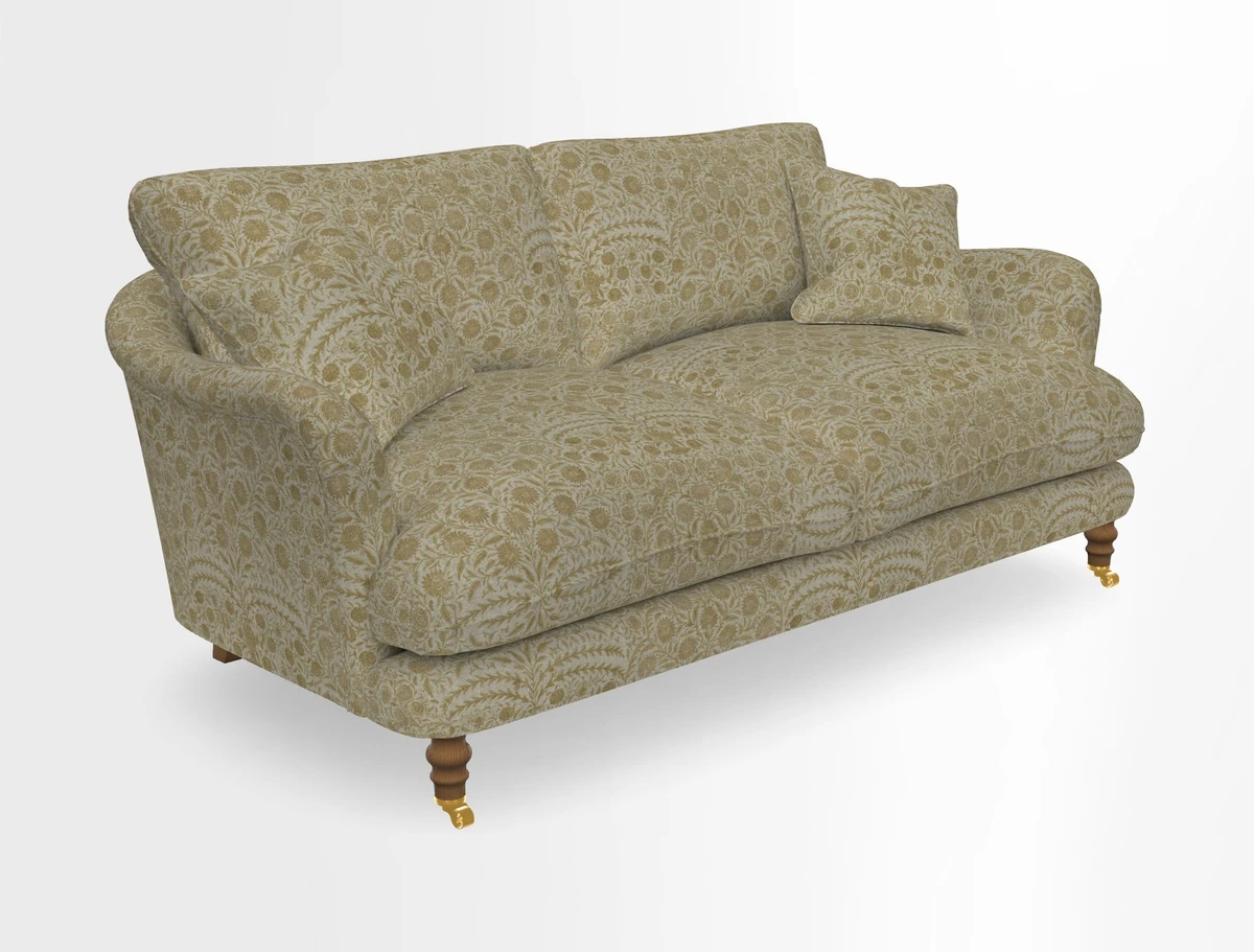 Pugin 3 Seater Sofa in V&A Threads of India Varanasi Wilderness Ink