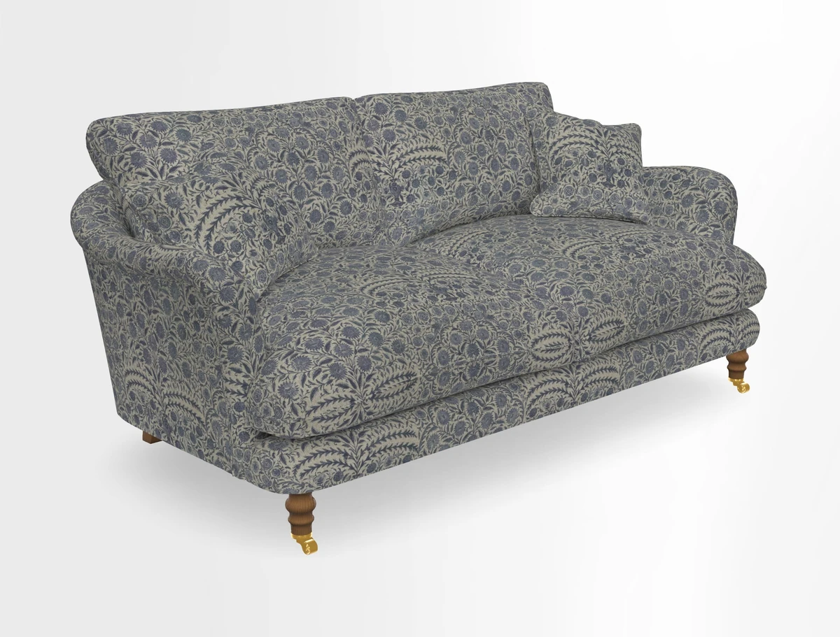 Pugin 3 Seater Sofa in V&A Threads of India Varanasi Wilderness Ink