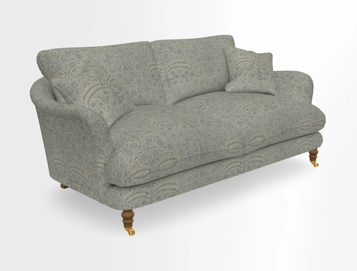 Pugin 3 Seater Sofa in V&A Threads of India Varanasi Wilderness Ink