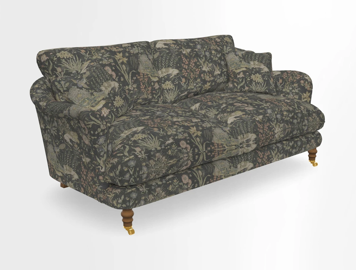Pugin 3 Seater Sofa in V&A Threads of India Varanasi Wilderness Ink